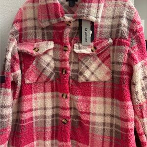 Women's Pink Plaid Teddy Jacket